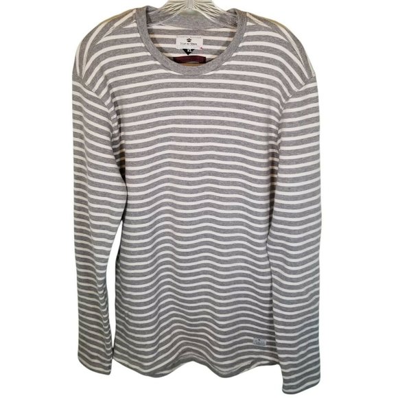 Blue de Genes Striped Sweater Men L/XL Gray White Saitama Japan Sweatshirt - Picture 1 of 10
